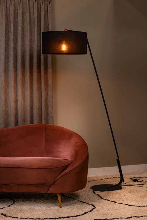 Lucide KELSO - Lampadaire - 1xE27 - Noir - ambiance 1